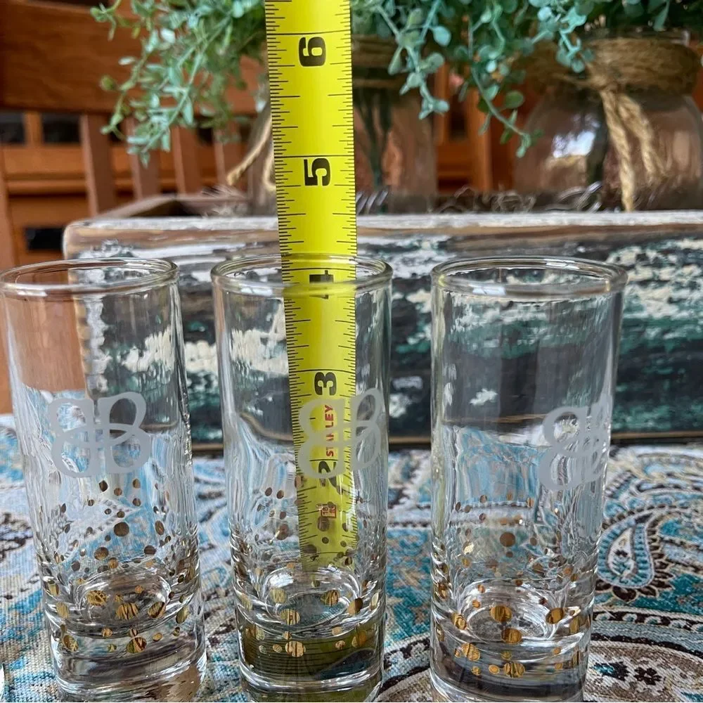 Baileys Irish Cream Set Of 4 Gold Confetti Cordial Shot Glasses